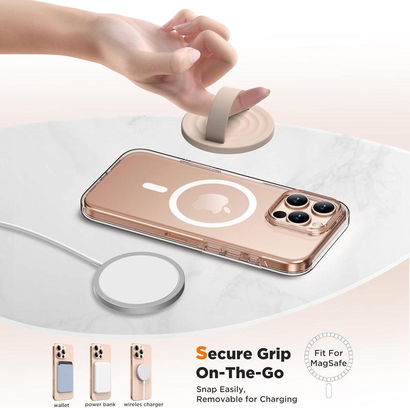 COFFKER Magnetic Phone Grip Ring Holder, Liquid Silicone Magnet Cell Phone Grip Finger Loop, Compatible with Magsafe, Back of Phone for iPhone 17/16/15/14/13/12 Series, Oat - Image 4
